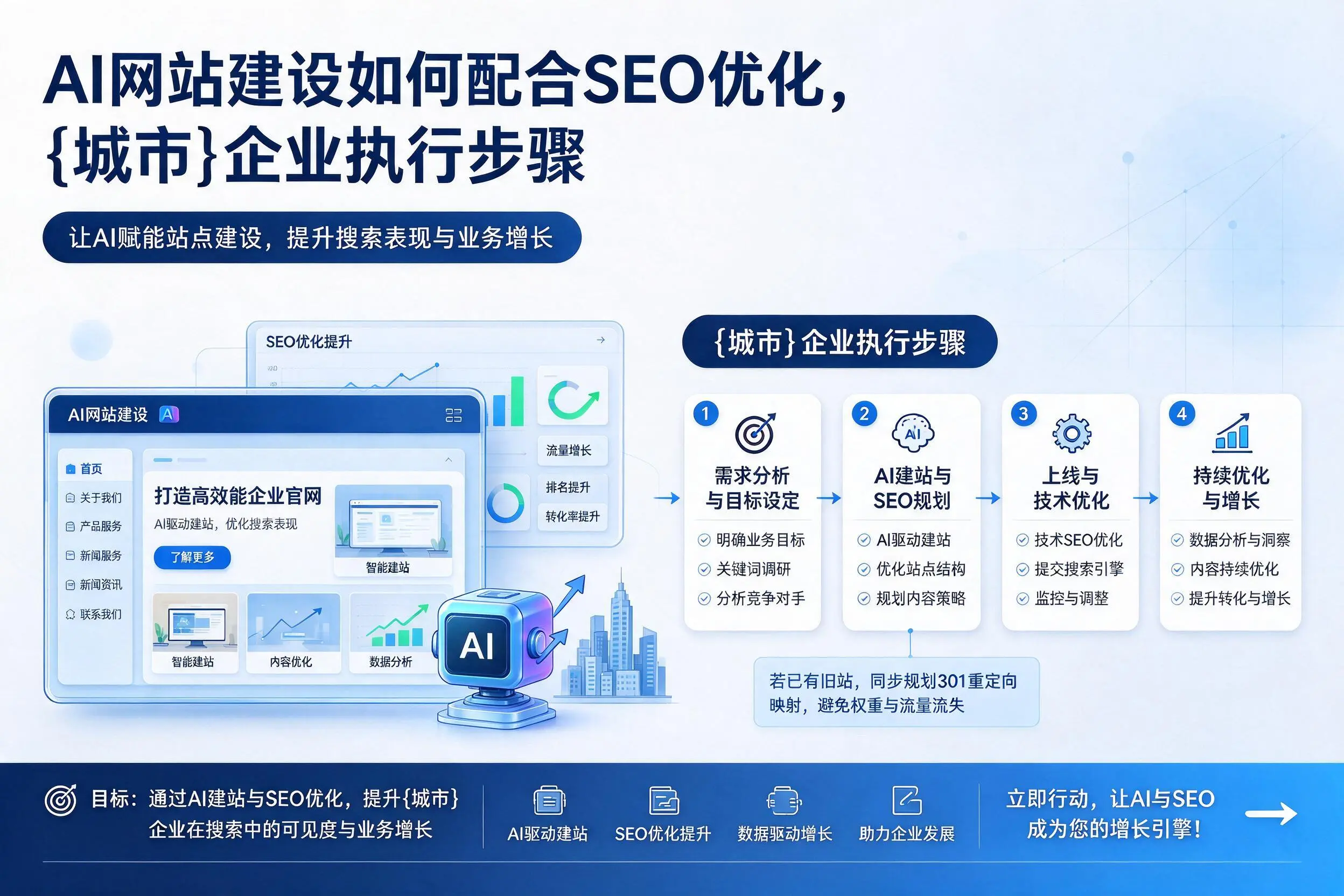 AI网站建设如何配合SEO优化,宣城企业执行步骤